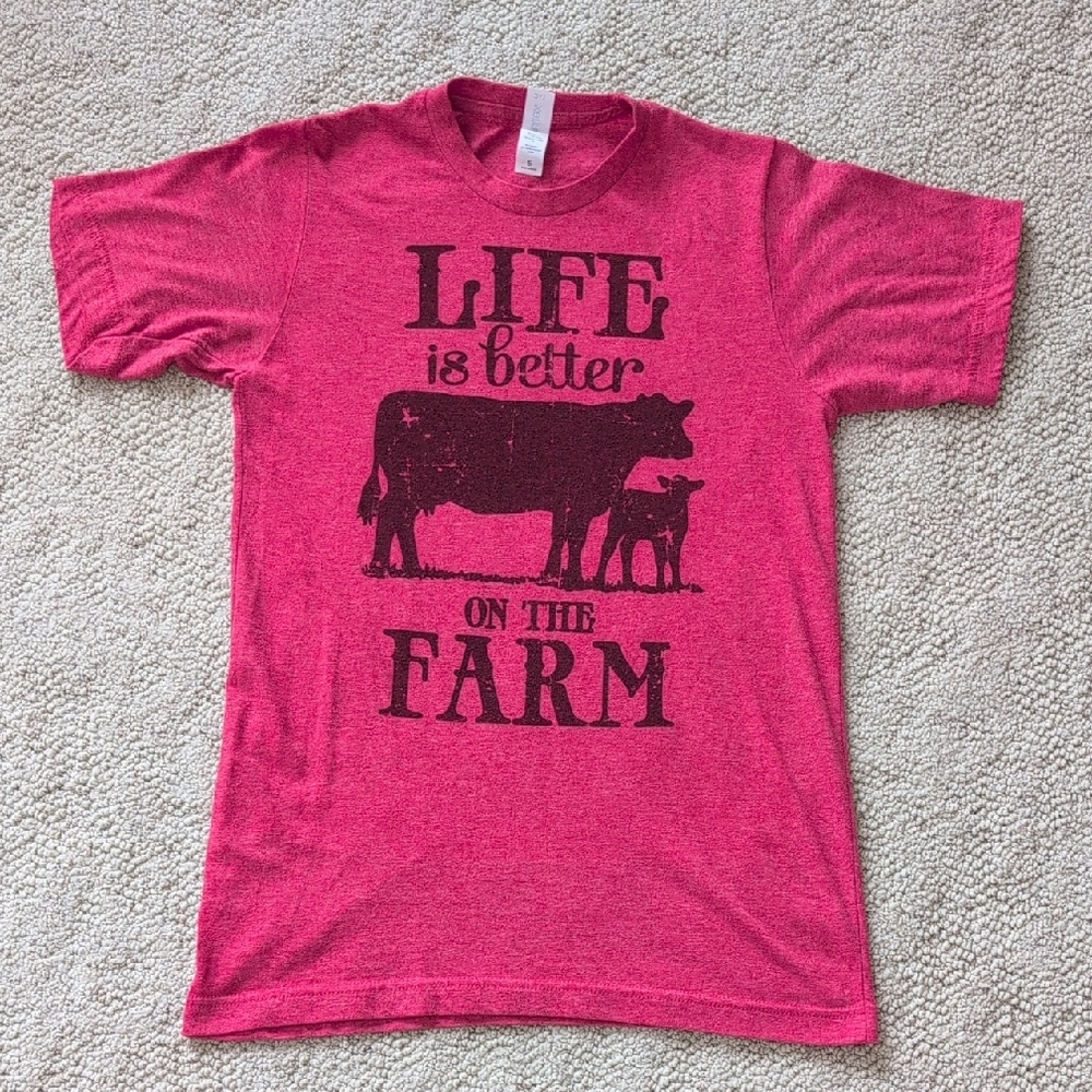 'Life is Better on the Farm' Graphic Tee - Red
